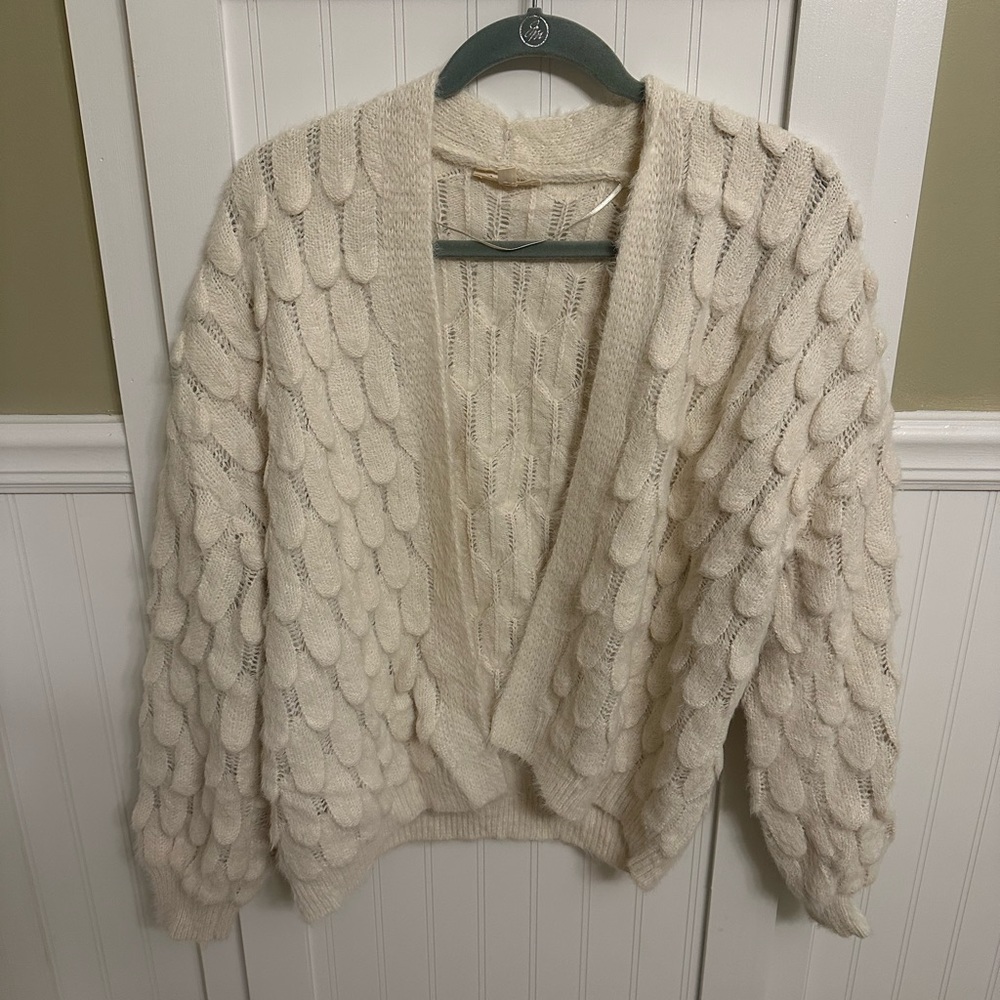 Mystee white fuzzy cardigan. Never worn